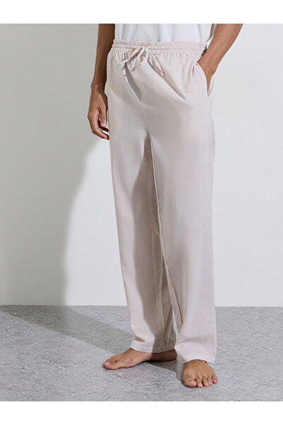 Styli Beige Striped Full Length Pyjama Pants