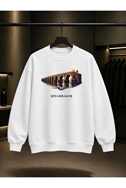 fame-stoned Diyarbakır Ten-Eyed Bridge Printed Unisex 100% Cotton Sweatshirt
