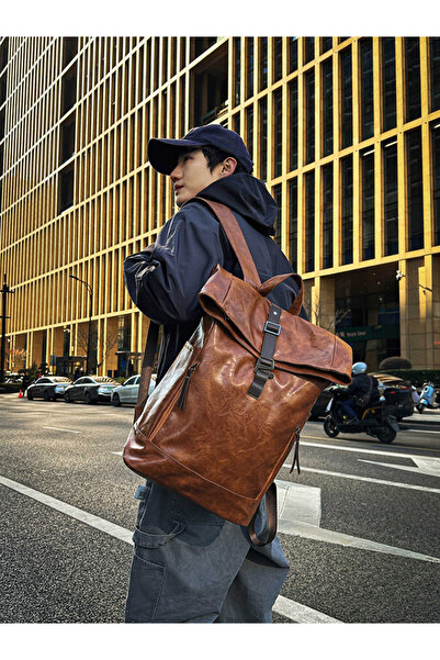 Take Two By Styli Brown RollTop Backpack
