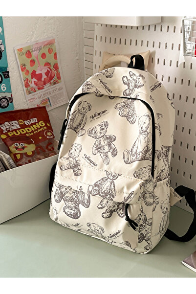 Take Two By Styli White Teddy Bear Print Backpack