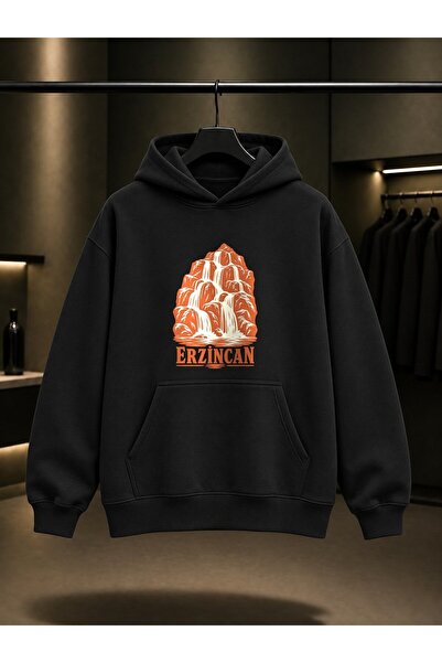 fame-stoned Erzincan Girlevik Waterfall Printed Unisex 100% Cotton Hooded Swe...
