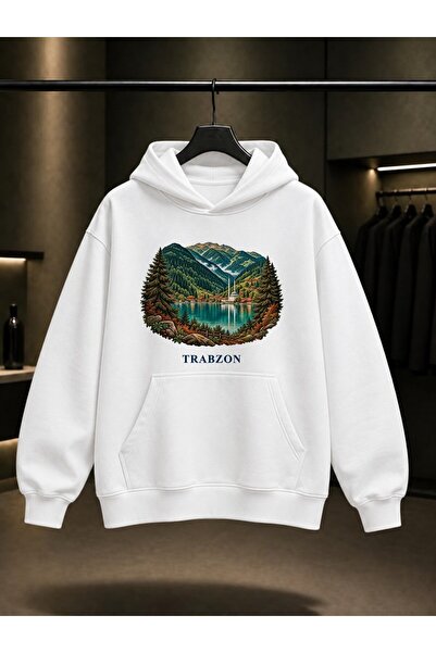 fame-stoned Trabzon Uzungöl Printed Unisex 100% Cotton Hooded Sweatshirt