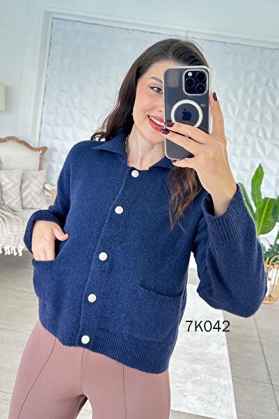 İnce Topuk Knitwear Cardigan with Front Pockets 7K042