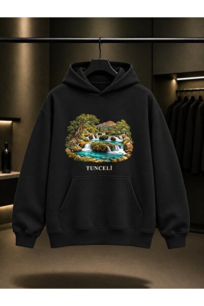 fame-stoned Tunceli Munzur Eyes Printed Unisex 100% Cotton Hooded Sweatshirt