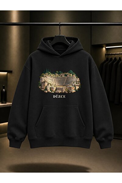 fame-stoned Düzce Konuralp Theater Printed Unisex 100% Cotton Hooded Sweatshirt