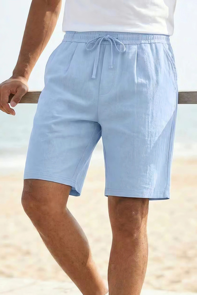 Take Two By Styli Men Light Blue Plain Drawstring Shorts