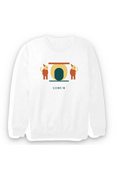 fame-stoned Çorum Hattuşa Lion Door Printed Unisex 100% Cotton Sweatshirt