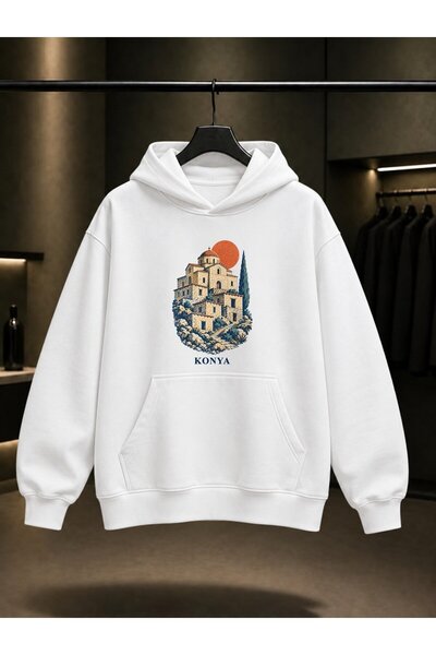 fame-stoned Konya Sille Aya Eleni Printed Unisex 100% Cotton Hooded Sweatshirt