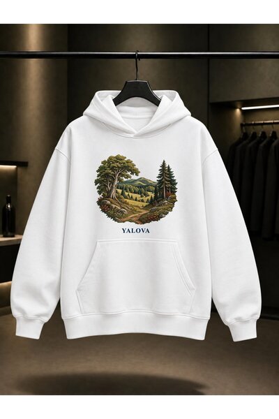 fame-stoned Yalova Delmece Printed Unisex 100% Cotton Hooded Sweatshirt