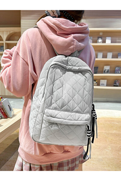 Take Two By Styli Grey Quilted Backpack