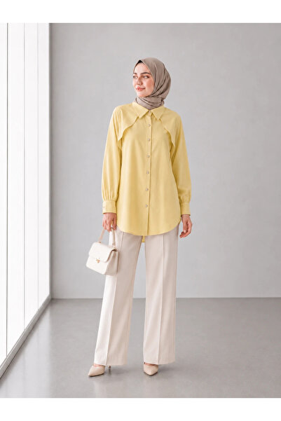 nazzain Cape Detailed Stone Buttoned Shirt