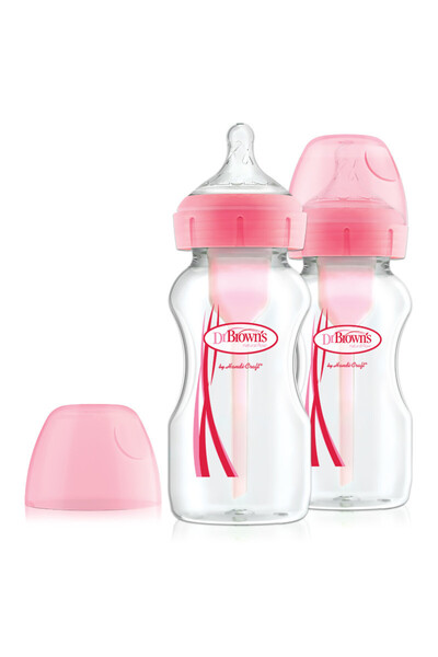 Dr.Brown's Σετ μπιμπερό 2 τεμαχίων με φαρδύ λαιμό 270ml Dr. Brown's Ροζ WB92601