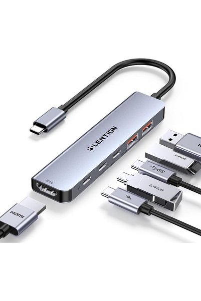 LENTION USB C Hub with 4K@60Hz HDMI, 10Gbps Data Transfer with 2 USB C and 2 ...
