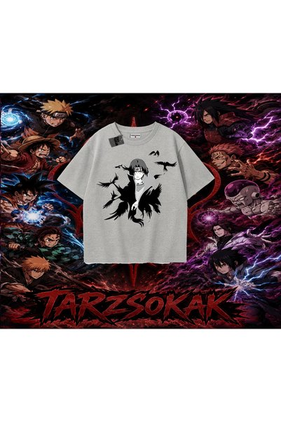 Tarzsokak تي شيرت Itachi Uchiha Naruto Anime Character كبير الحجم للجنسين بال...