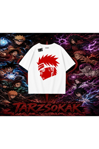 Tarzsokak تي شيرت Pain nagato Naruto Anime Character كبير الحجم للجنسين باللو...
