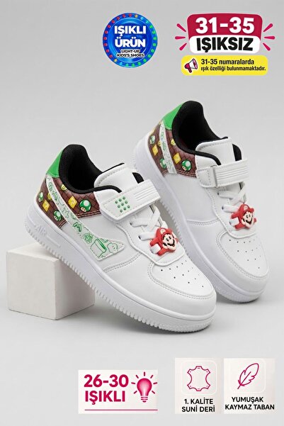 AlbiShoes Çocuk Cırtlı Işıklı Rahat Taban Kışlık Mevsimlik Günlük Okul Çocuk Sneaker Spor Ayakkabı