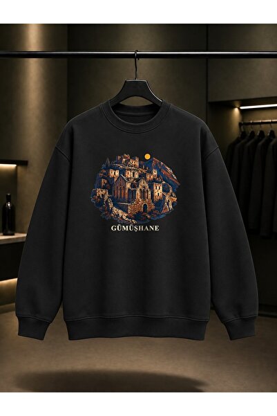 fame-stoned Gümüşhane Santa Ruins Printed Unisex 100% Cotton Sweatshirt