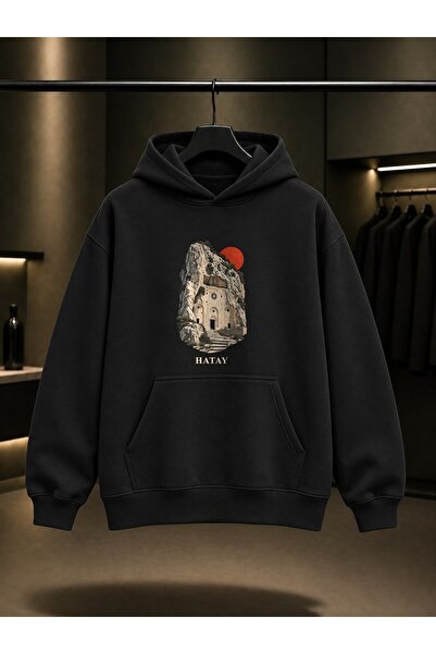 fame-stoned Hatay Saint Pierre Church Printed Unisex 100% Cotton Hooded Sweat...