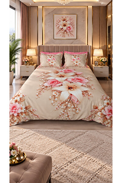 AYBERK HOME TEXTİLE İsmi̇naz Cotton Double Duvet Cover Set with 6 Pieces of F...