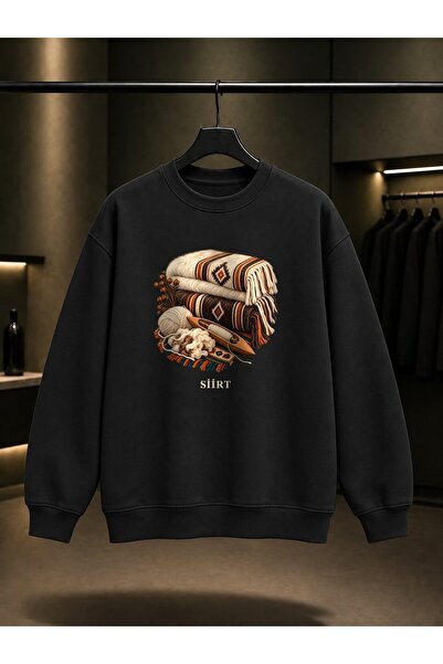 fame-stoned Siirt Blanket Printed Unisex 100% Cotton Sweatshirt