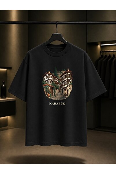 fame-stoned Karabük Safranbolu Houses Printed Unisex 100% Cotton T-Shirt