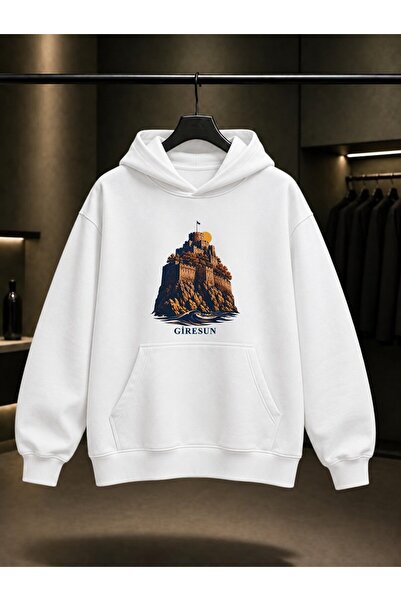 fame-stoned Giresun Castle Printed Unisex 100% Cotton Hooded Sweatshirt