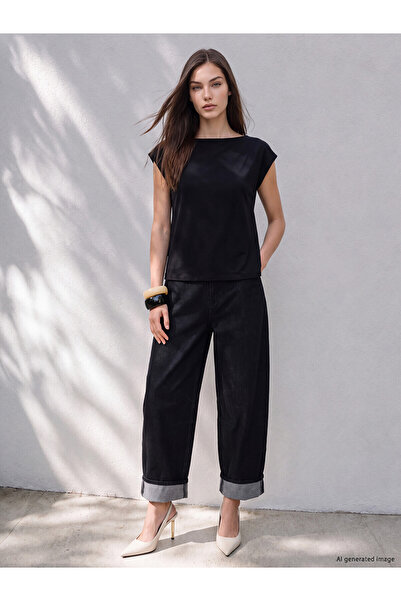 LC Waikiki Alita City Farkıyla Soulife Black Denim Straight Balloon Fit High ...