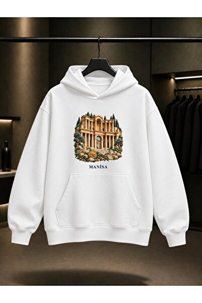 fame-stoned Manisa Sardes Printed Unisex 100% Cotton Hooded Sweatshirt