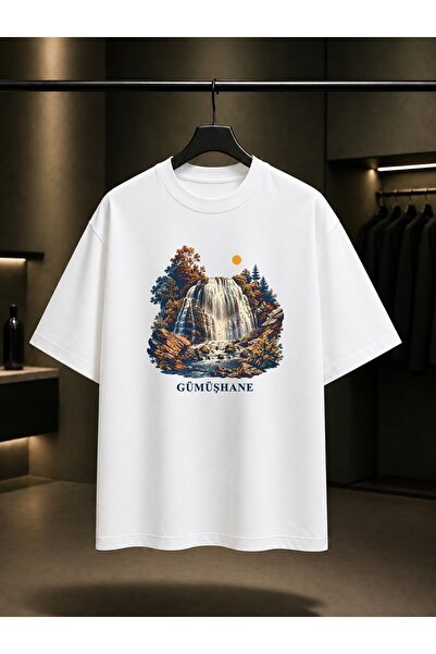fame-stoned Gümüşhane Tomara Waterfall Printed Unisex 100% Cotton T-Shirt