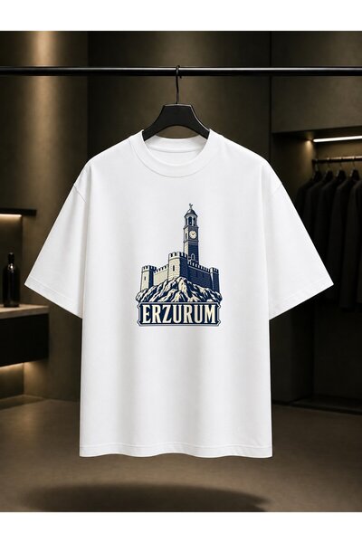 fame-stoned Erzurum Castle and Clock Tower Printed Unisex 100% Cotton T-Shirt