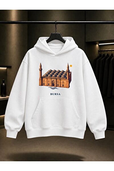 fame-stoned Bursa Ulu Cami Printed Unisex 100% Cotton Hooded Sweatshirt