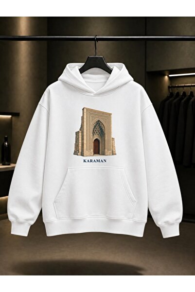 fame-stoned Karaman Hatuniye Crown Printed Unisex 100% Cotton Hooded Sweatshirt