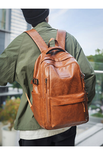 Take Two By Styli Rust Faux Leather Backpack