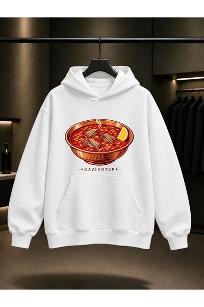 fame-stoned Gaziantep Beyran Printed Unisex 100% Cotton Hooded Sweatshirt
