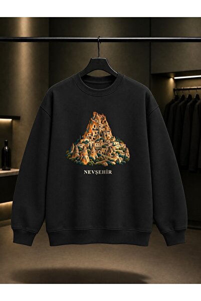 fame-stoned Nevşehir Uçhisar Castle Printed Unisex 100% Cotton Sweatshirt