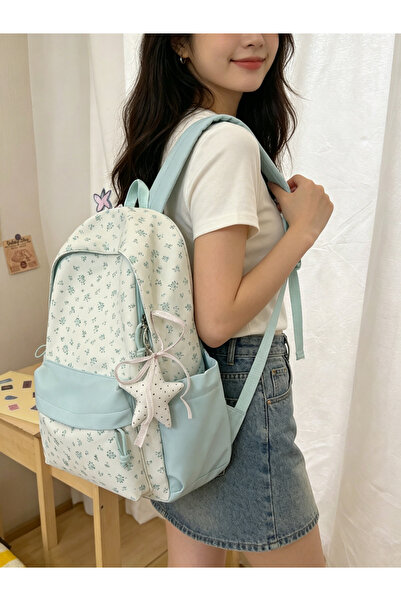 Take Two By Styli Girls Ditsy Print Backpack with Zip Pocket