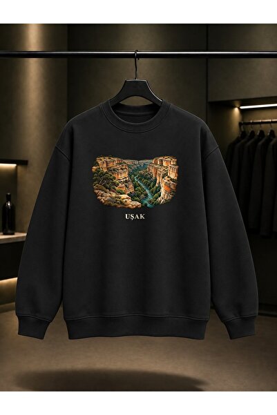 fame-stoned Uşak Ulubey Canyon Printed Unisex 100% Cotton Sweatshirt