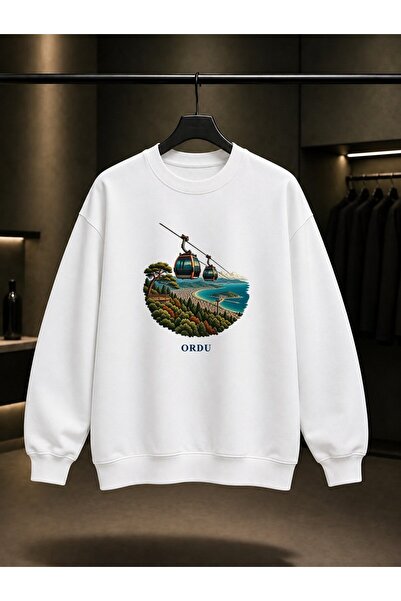 fame-stoned Ordu Boztepe Teleferik Printed Unisex 100% Cotton Sweatshirt