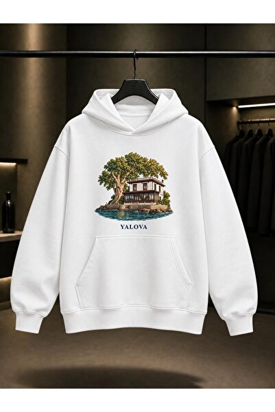 fame-stoned Yalova Walking Pavilion Printed Unisex 100% Cotton Hooded Sweatshirt
