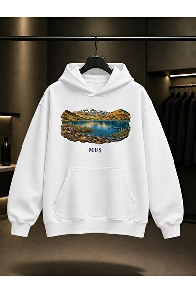 fame-stoned Mush Hamurpet Lake Printed Unisex 100% Cotton Hooded Sweatshirt