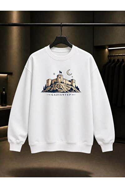 fame-stoned Gaziantep Castle Printed Unisex 100% Cotton Sweatshirt