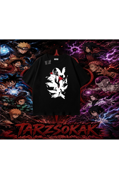 Tarzsokak تي شيرت Itachi Uchiha Naruto Anime Character كبير الحجم للجنسين بال...