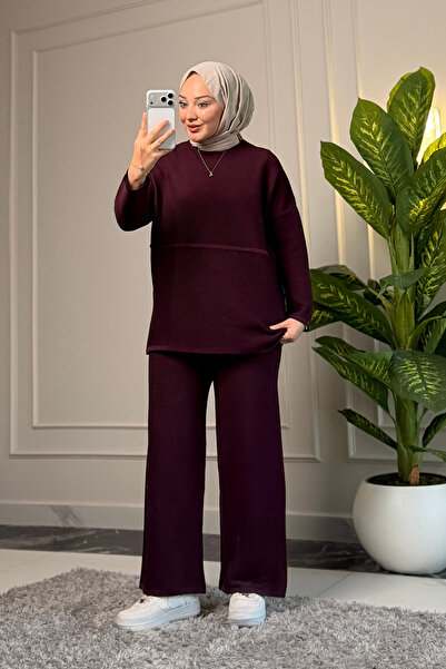 Suede Style 44389 - طقم نسائي أنيق ومريح من الفيسكون والتريكو