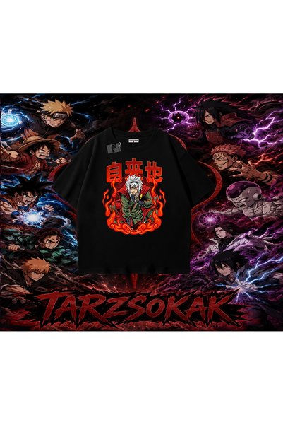 Tarzsokak تي شيرت Jiraiya Naruto Anime Character كبير الحجم للجنسين باللون ال...