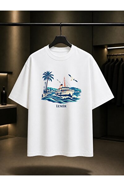 fame-stoned Izmir Kordon Vapur Printed Unisex 100% Cotton T-Shirt