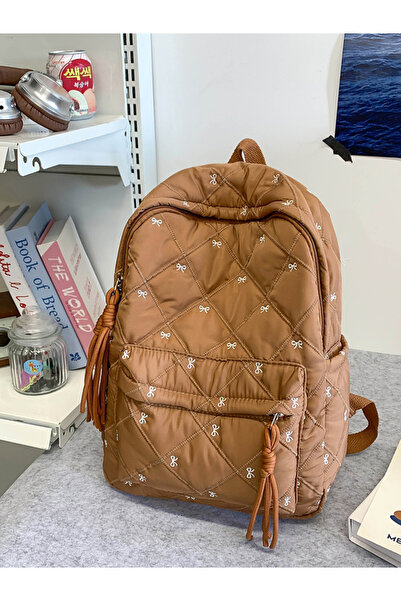 Take Two By Styli Brown Quilted Backpack