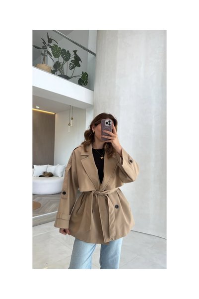 solena sln Kadın Yeni Sezon Rüzgarlıklı Ara Boy Trençkot