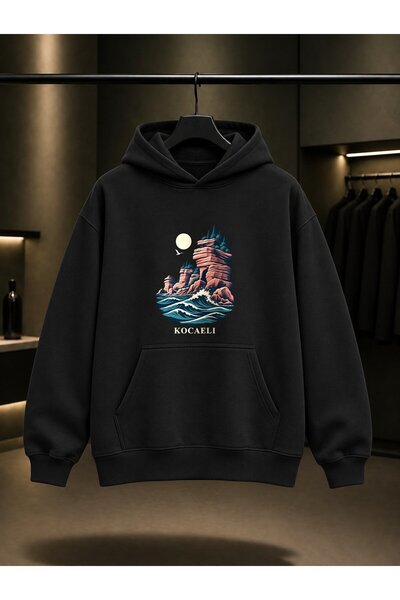 fame-stoned Kocaeli Kerpe Pink Rocks Printed Unisex 100% Cotton Hooded Sweats...
