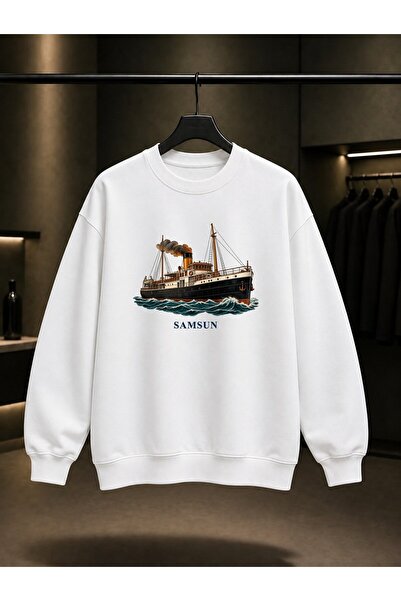 fame-stoned Samsun Bandırma Steamer Printed Unisex 100% Cotton Sweatshirt