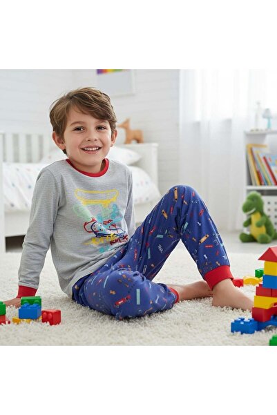 BONBON Boy's Cotton Kate Rule Style Printed Long Sleeve 2-Piece Set Cb1102